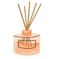 aroma diffusore con bambù bastoni. casa arredamento. mano disegnare vettore illustrazione.