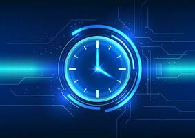 tempo tecnologia dietro a il orologio è un' tecnologico circuito. Spettacoli tempo come un' riferimento punto entro il organizzazione per opera. vettore