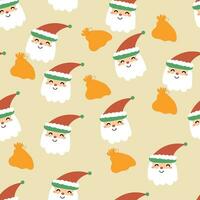 Santa Claus cartone animato senza soluzione di continuità modello, con Natale i regali. carino animale sfondo illustrazioni per regalo involucro carta vettore
