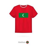 maglietta design con bandiera di Maldive. vettore