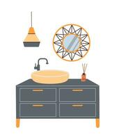 lavello, specchio, lampada, per bagno e interno design. piatto vettore illustrazione.