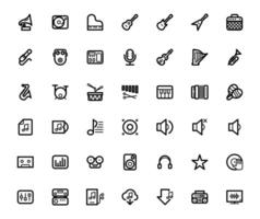 semplice impostato di musica vettore linea icone con modificabile vettore