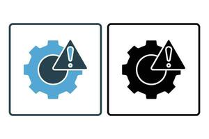 sistema errore icona. Ingranaggio con esclamazione marchio. icona relazionato per avvertimento, notifica. adatto per ragnatela luogo, app, utente interfacce, stampabile eccetera. solido icona stile. semplice vettore design modificabile
