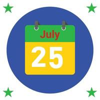 luglio 25 quotidiano calendario icona vettore