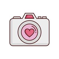 macchina fotografica di san valentino con icona cuore isolato vettore