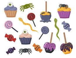 impostato di Halloween dolci vettore