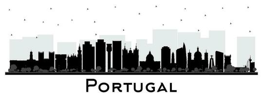 Portogallo. città orizzonte silhouette con nero edifici isolato su bianca. Portogallo paesaggio urbano con punti di riferimento. porto e Lisbona. vettore