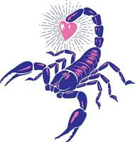 scorpione animale con cuore colore. vettore illustrazione.