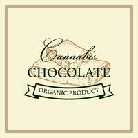 canapa cioccolato confezione design. marijuana logo modello con mano disegnato elementi. vettore illustrazione nel schizzo stile