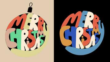 Due vario manoscritto lettering allegro Natale nel retrò stile. vettore mano disegnato illustrazione