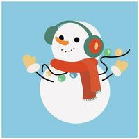carino pupazzo di neve inverno Natale illustrazione vettore