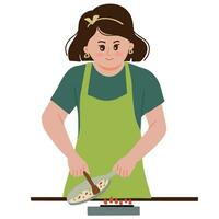 giovane donna cucinando vettore illustrazione