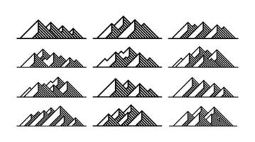 impostato di moderno geometrico linea montagna picco icona logo design vettore