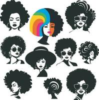 afro donna silhouette fascio vettore