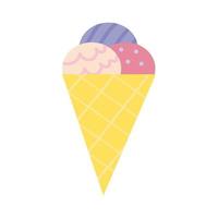 illustrazione vettoriale di gelato sotto forma di palline in un cono di cialda