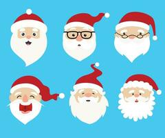 Natale Santa Claus vettore personaggio impostare, carino noel icona, pupazzo di neve emoticon.