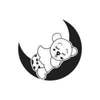 carino orsacchiotto orso su Luna vettore illustrazione design