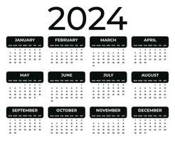 2024 annuale calendario modello su un' bianca sfondo vettore