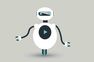 impostato di carino illustrazioni di artificiale intelligenza robot personaggi nel diverso pose agitando, saluto e detto ciao. vettore illustrazione