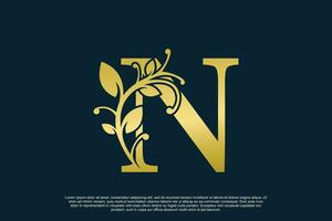 d'oro elegante logo design con lettera n iniziale concetto vettore