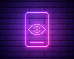 simbolo di scansione del telefono luce al neon incandescente illustrazione colore rosa design vettore