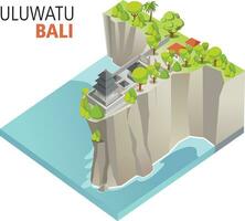 isometrico illustrazione di Uluwatu tempio nel bali vettore