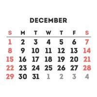 dicembre 2024 mese calendario. vettore illustrazione.