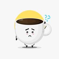 illustrazione del simpatico personaggio del caffè che viene confuso vettore