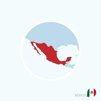 carta geografica icona di Messico. blu carta geografica di nord America con evidenziato Messico nel rosso colore. vettore