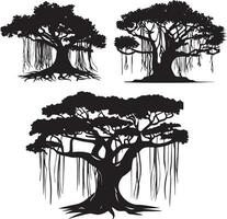 banyan albero vettore silhouette illustrazione