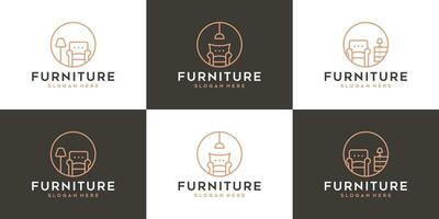 collezione di minimalista mobilia logo design interno grafico vettore illustrazione.