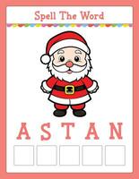 Natale ortografia parola corsa gioco educativo attività per bambini con parola Santa vettore