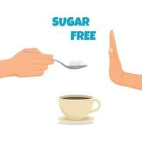 umano mano rifiuto utilizzando zucchero per un' tazza di caffè vettore