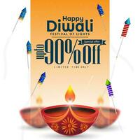 attraente sconto annuncio pubblicitario bandiera design per Diwali Festival celebrazione. vettore