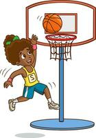 cartone animato illustrazione di nero bambini giocando pallacanestro o pallacanestro sport gioco vettore