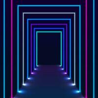 astratto tunnel con blu viola neon laser Linee tecnologia sfondo vettore