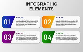 Infografica elemento design con 4 colorato passaggi per presentazione e attività commerciale. Infografica pianificazione design per presentazioni. vettore