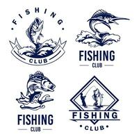 impostato di disegnato a mano pesca logo design. vettore