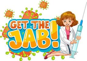 jab time font design con una dottoressa su sfondo bianco vettore