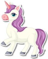 simpatici adesivi unicorno con un personaggio dei cartoni animati unicorno viola vettore