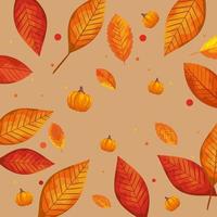 sfondo di foglie con zucche autunno vettore