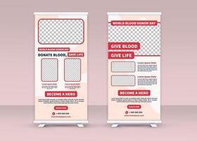 giornata mondiale del donatore di sangue. arrotolare banner. design del banner in piedi. vettore