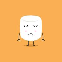 simpatico personaggio mascotte marshmallow triste vettore