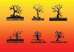 logo dell'albero di halloween e modello di progettazione dell'icona vettore