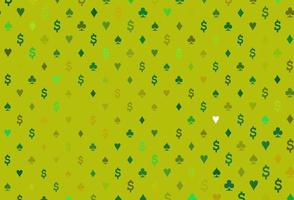 modello vettoriale verde chiaro, giallo con simboli di poker.