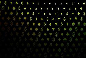 copertina vettoriale verde scuro, gialla con simboli di gioco d'azzardo.