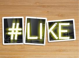 Compressa realistica con neon &quot;#like&quot; e cornici, vettoriale