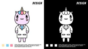 simpatico dottore unicorno, illustrazione per t-shirt vettore