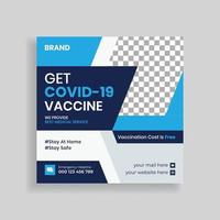 covid 19 programma di vaccinazione social media post template design vettore