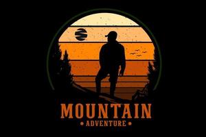 design silhouette avventura in montagna vettore